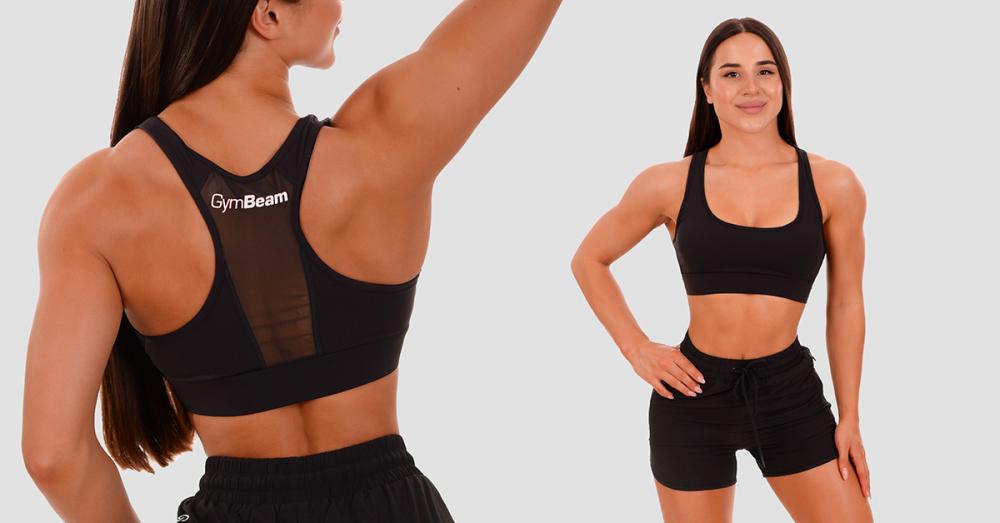  Mesh Panel Sports Bra black - GymBeam