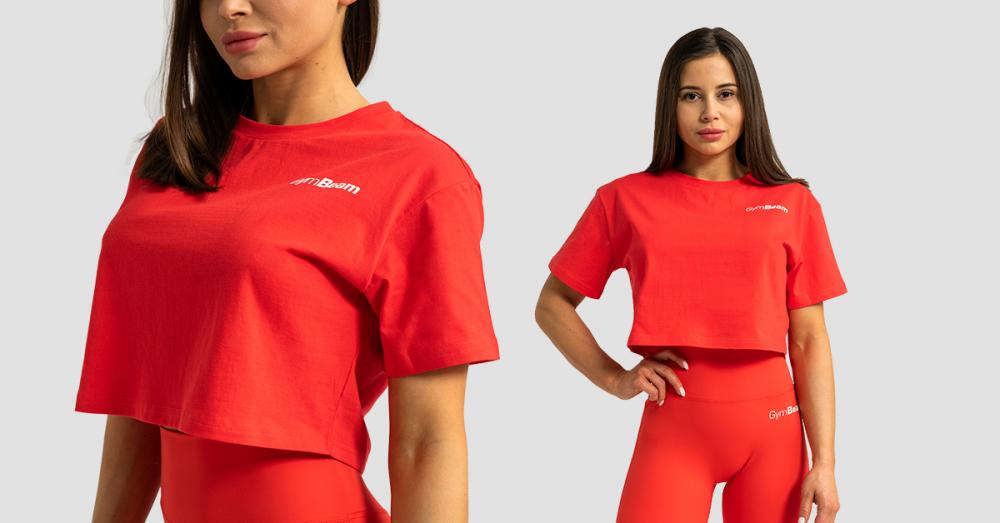 Damska koszulka Cropped Limitless Hot Red - GymBeam