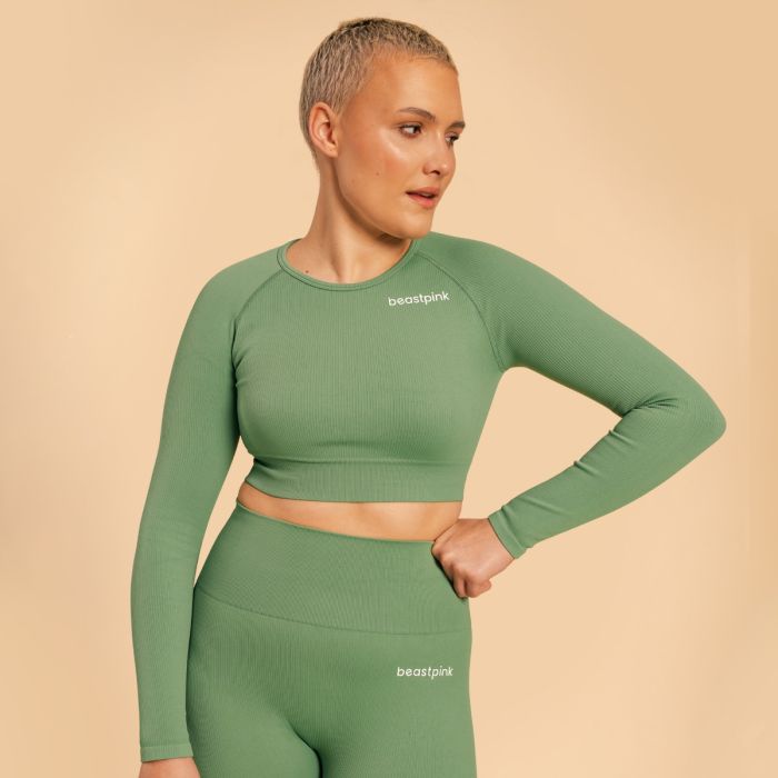 Damski Crop Top Hyper Olivine - BeastPink