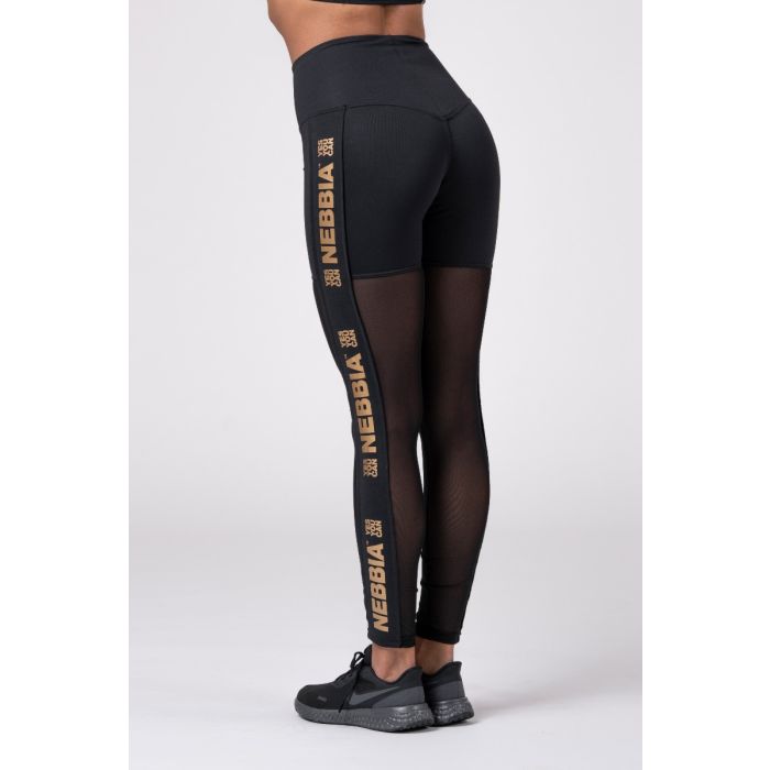 Legginsy Damskie Intense Gold Mesh Czarne - NEBBIA