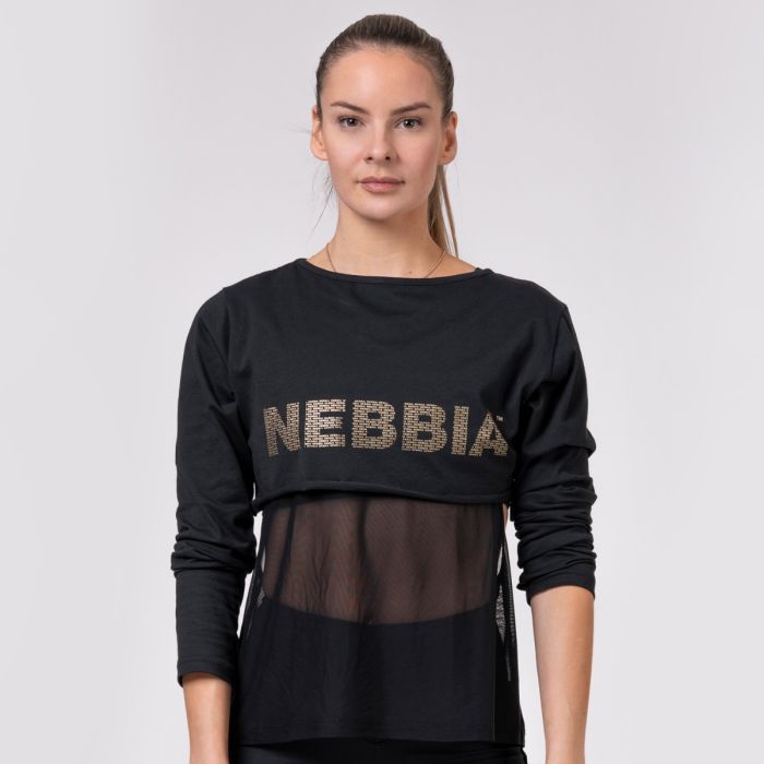 Damski Top Sportowy Intense Mesh Czarny - NEBBIA