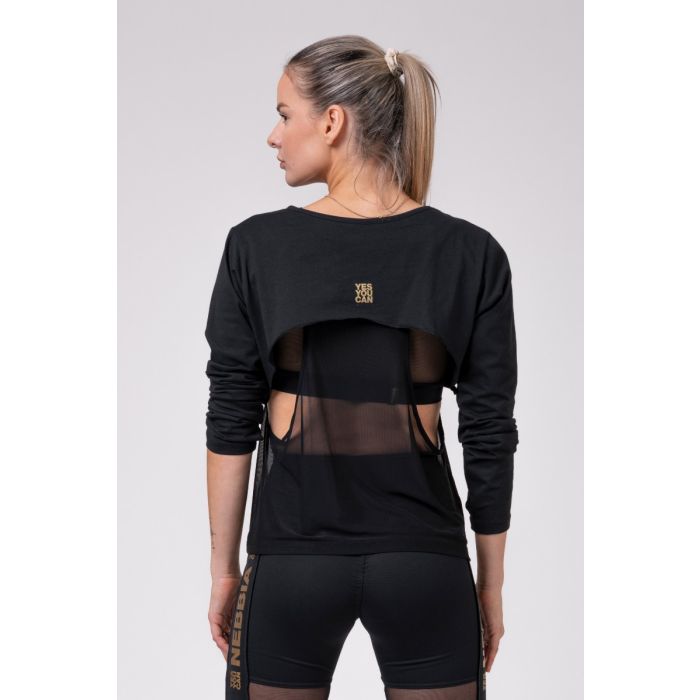 Damski Top Sportowy Intense Mesh Czarny - NEBBIA