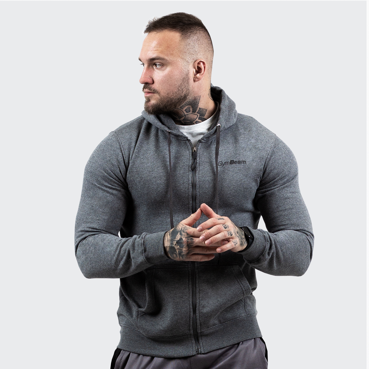 Bluza Zipper Hoodie Szara - GymBeam