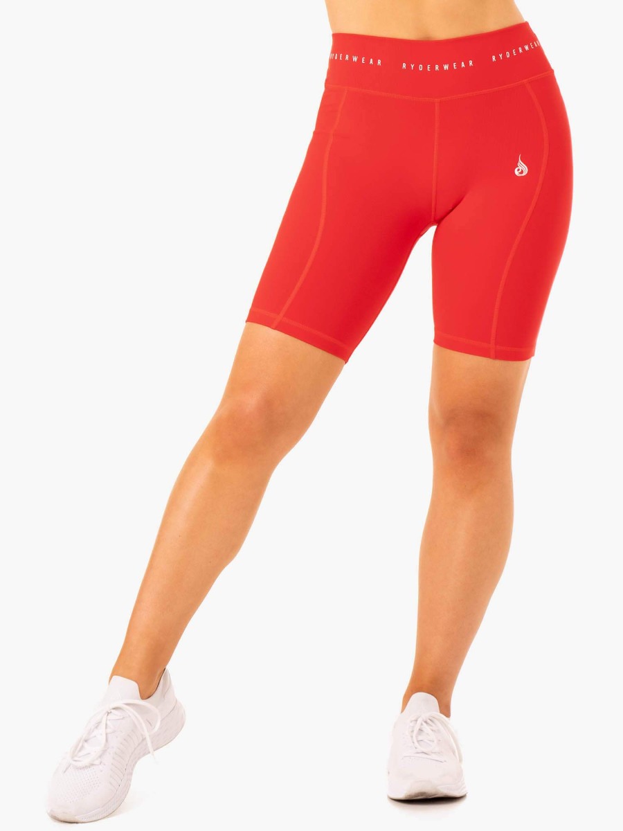 Damskie spodenki kolarskie z wysokim stanem Reflex Red - Ryderwear