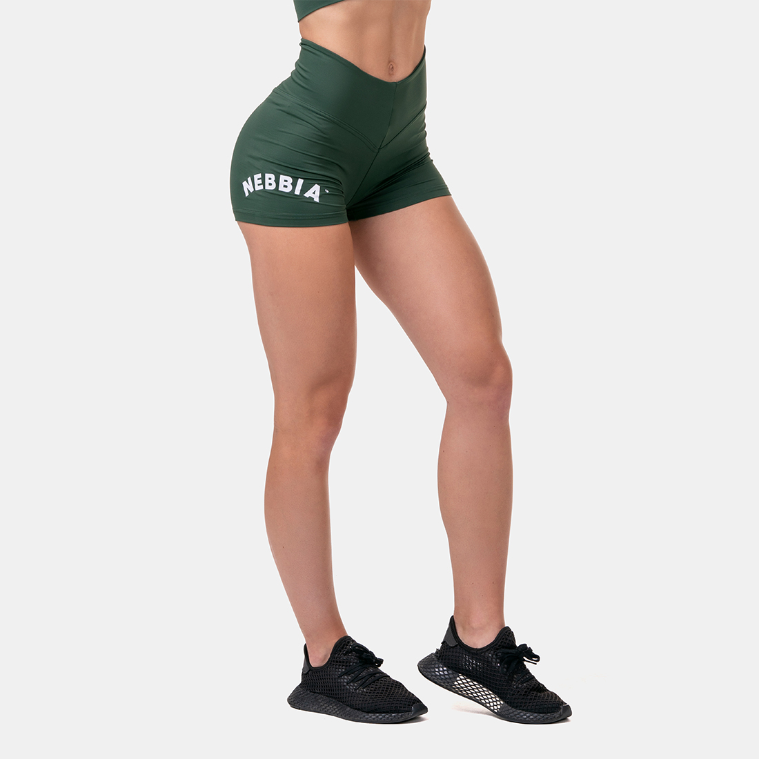 Damskie szorty Classic Hero High Waist Green - NEBBIA